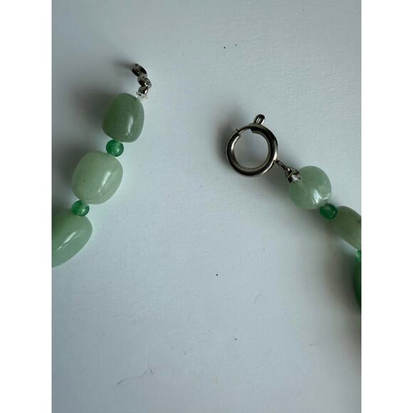 Green Aventurine Chunky Beaded Natural Stone Necklace Boho Earthy Gemstone 18" - Picture 7 of 13